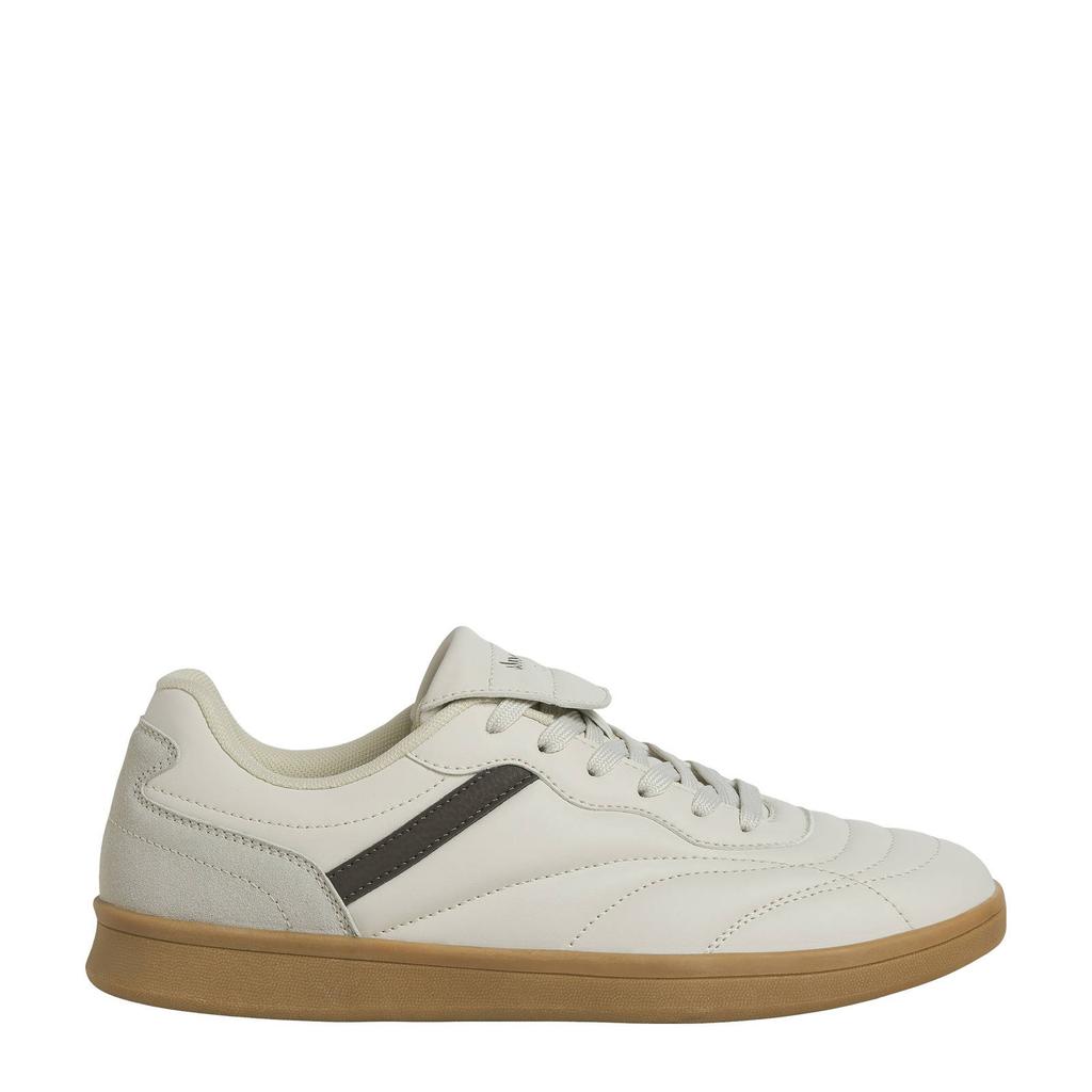 Ecru en bruine heren JACK & JONES Jfwleo Pu Sneaker Styd Ln sneakers van 100% polyurethaan met veters