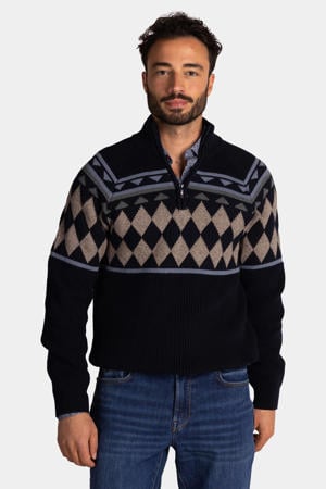 trui met ingebreid patroon donkerblauw