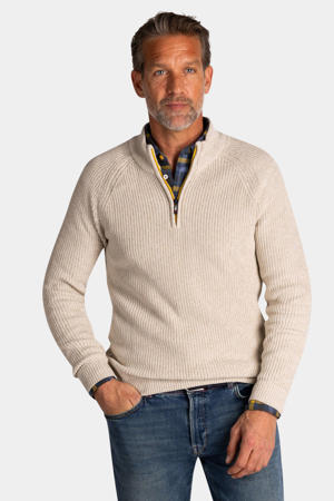 trui met ingebreid patroon beige