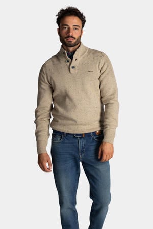 trui met ingebreid patroon beige
