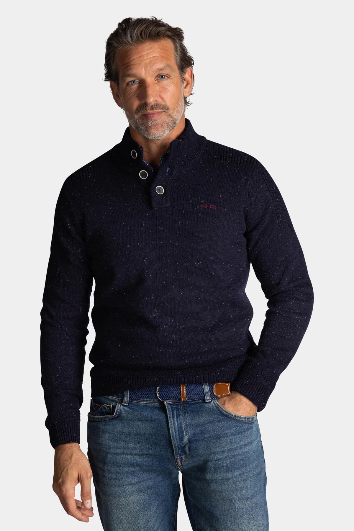 Blend pullover trui met ingebreid patroon donkerblauw Blend pullover trui met ingebreid patroon donkerblauw