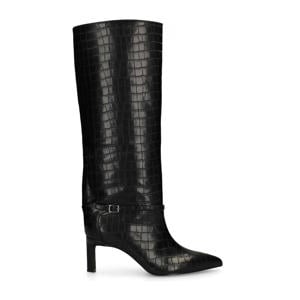 hoge laarzen met crocoprint zwart