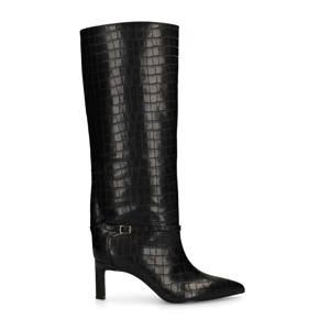 hoge laarzen met crocoprint zwart