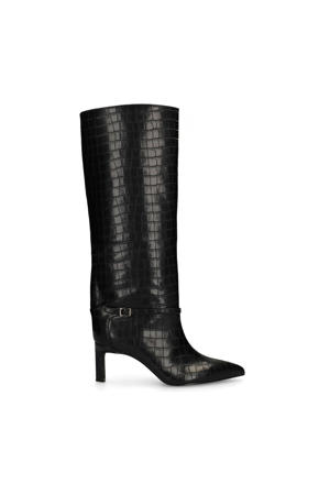 hoge laarzen met crocoprint zwart