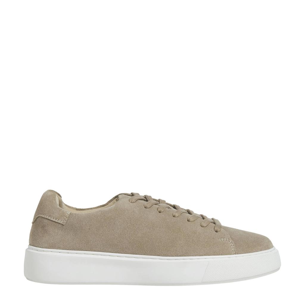 Beige heren JACK & JONES JFWStockholm suède sneakers met veters