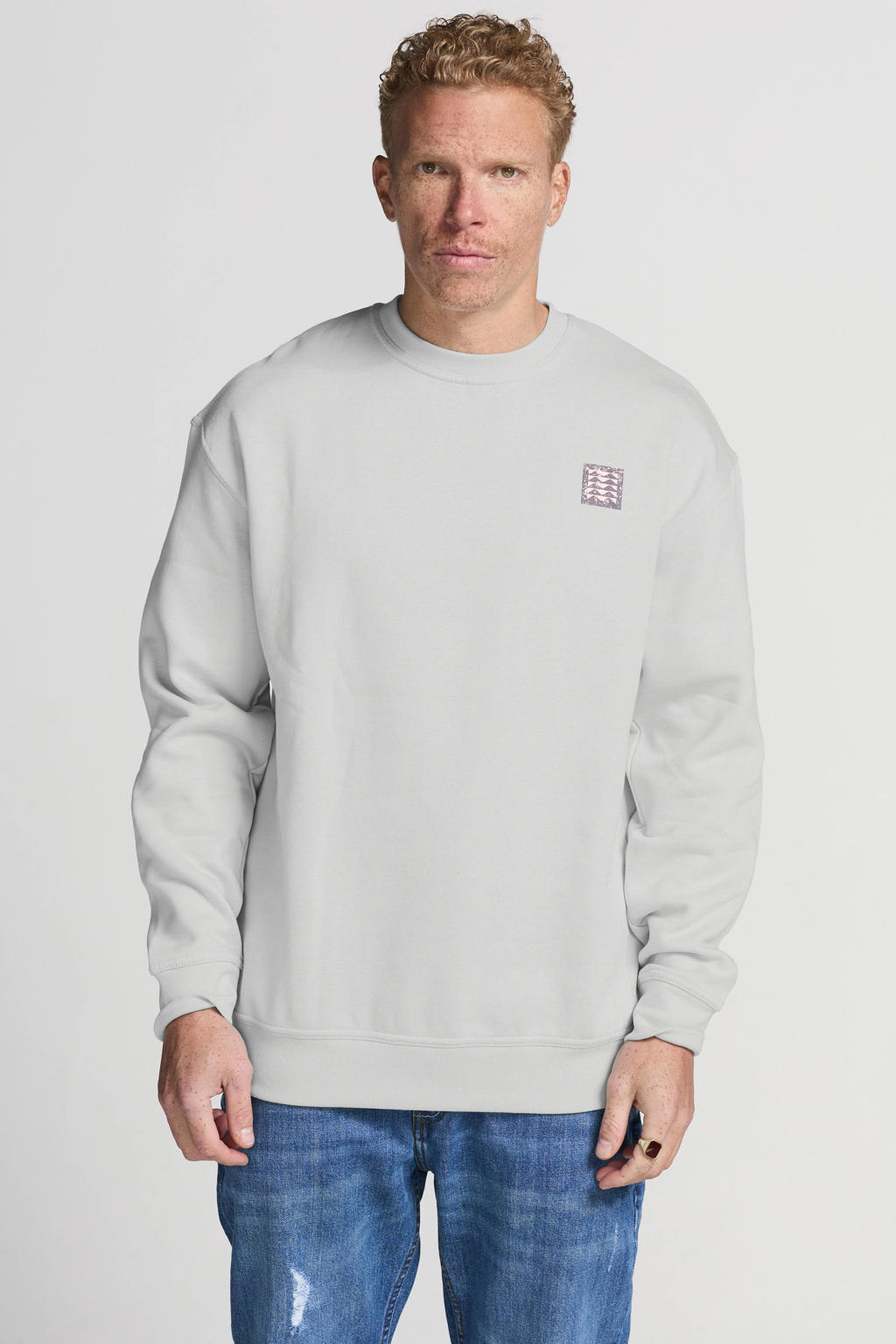 Vänner sweater met backprint grijs