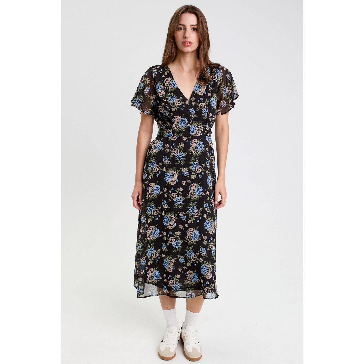 Cache midi jurk zwart