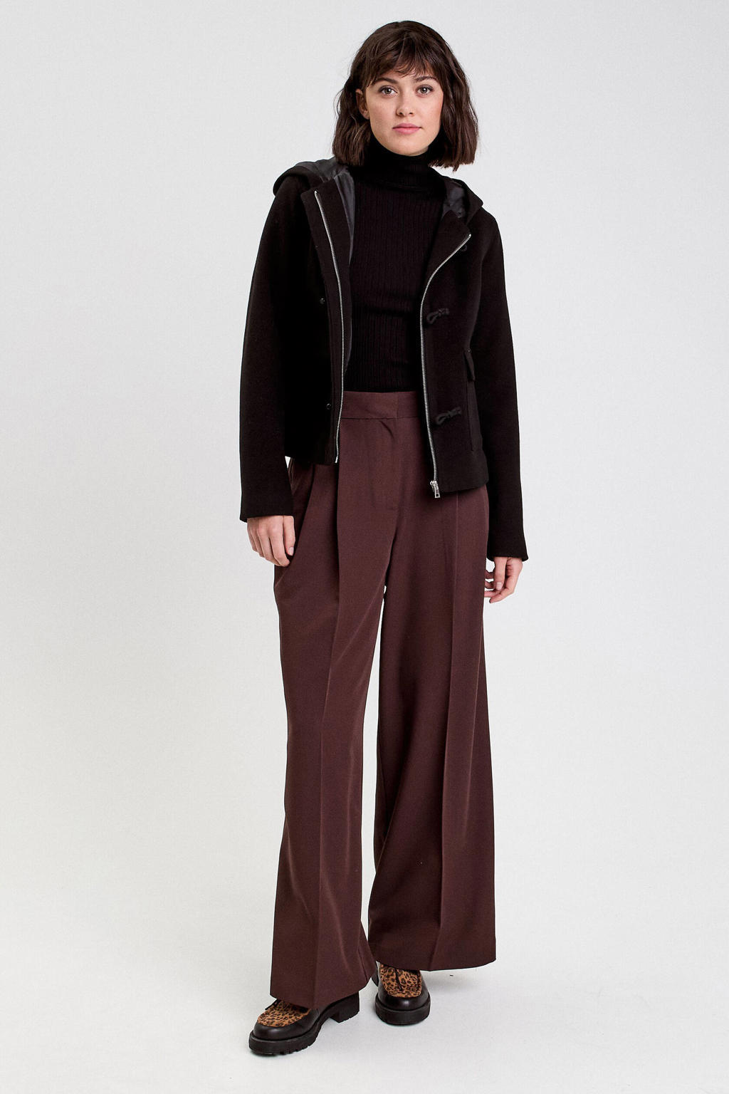 Zwarte dames Cache Cache coltrui van viscose met effen en lange mouwen