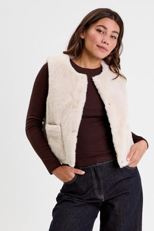 imitatiebonten bodywarmer ecru