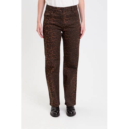 Cache Cache straight high waist broek met panterprint bruin afbeelding
