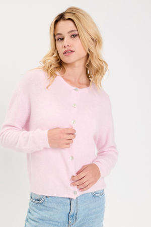 gebreid vest met wol lichtroze