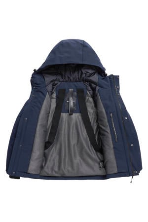 gewatteerde jas donkerblauw