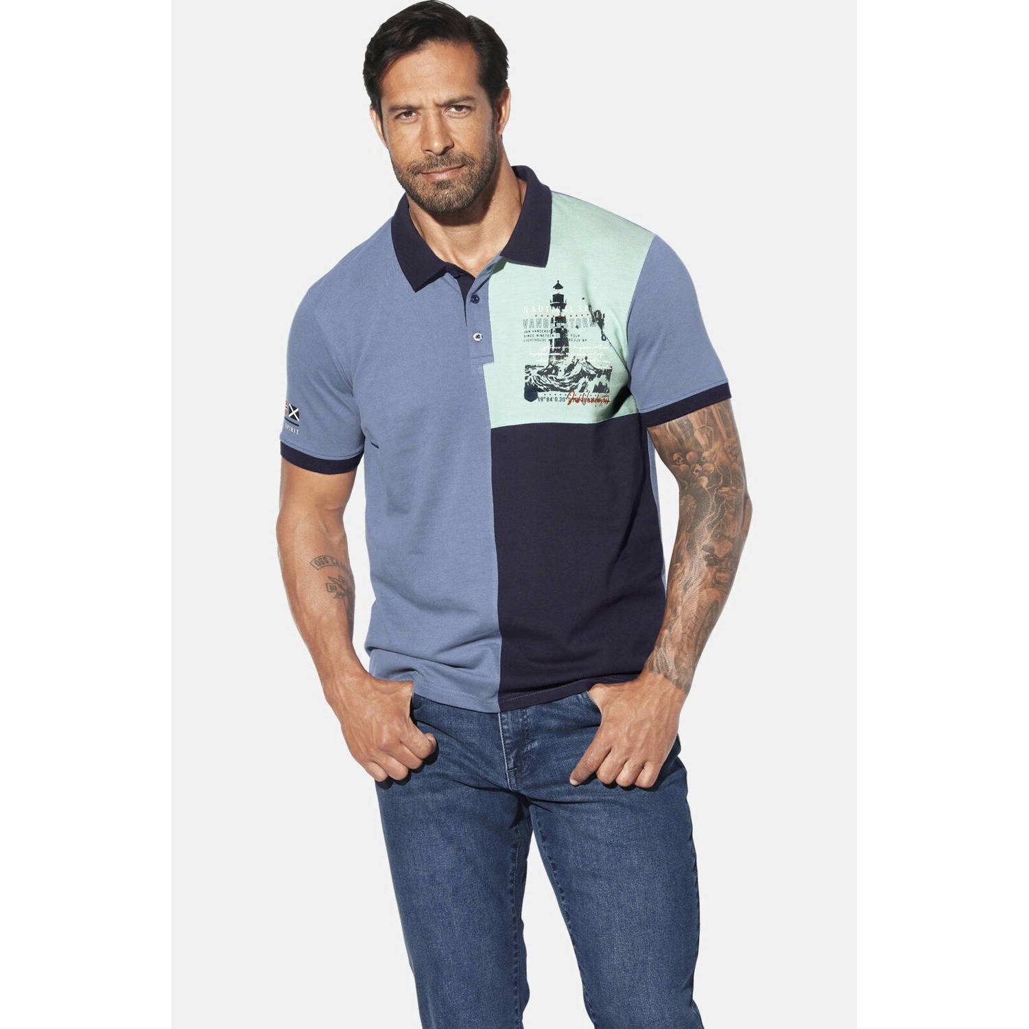 Jan Vanderstorm loose polo LARSDAL Plus Size blauw