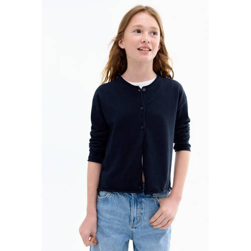 Mango Kids vest donkerblauw fijn gebreid afbeelding