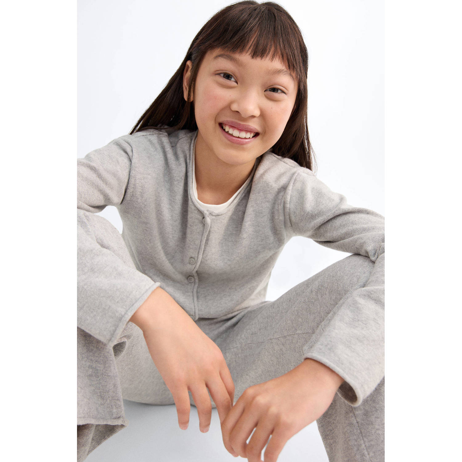 Mango Kids vest grijs fijn gebreid