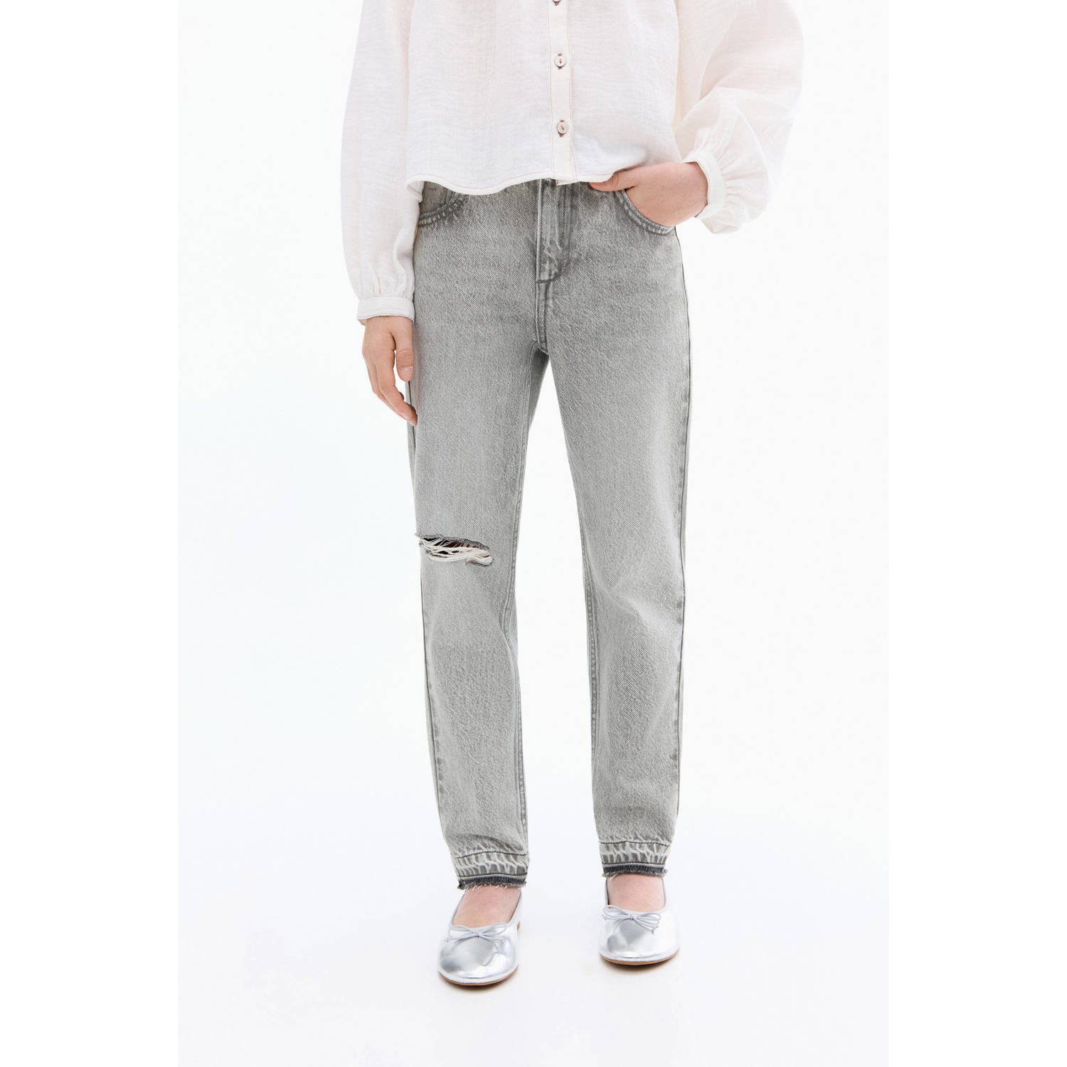 Mango Kids low waist mom jeans grey denim
