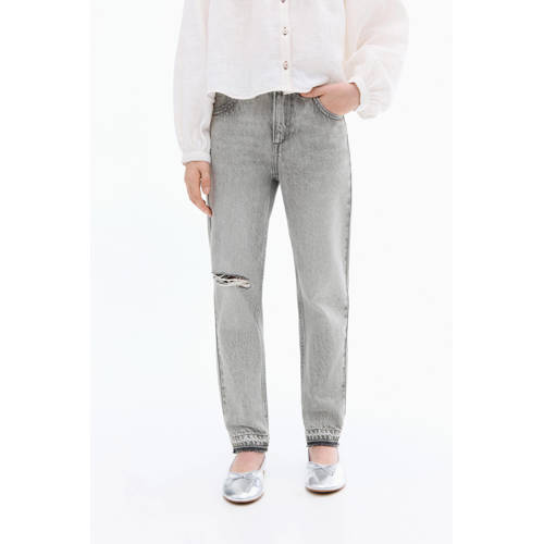 Mango Kids low waist mom jeans grey denim afbeelding