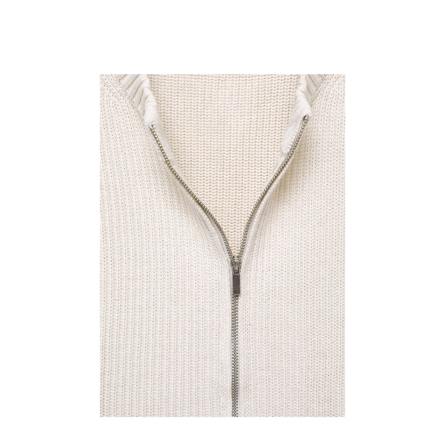 Mango gilet ecru rib gebreid
