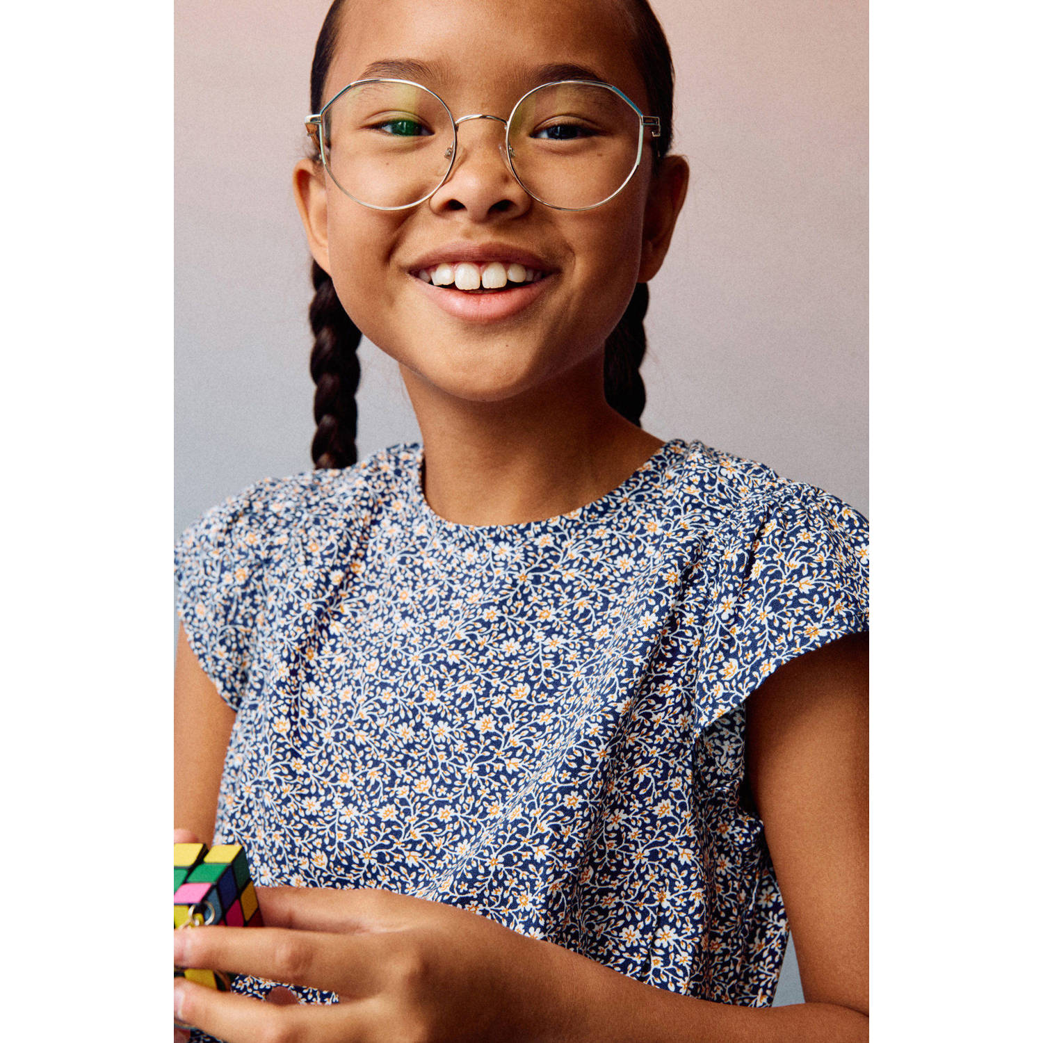 Mango Kids korte jurk donkerblauw