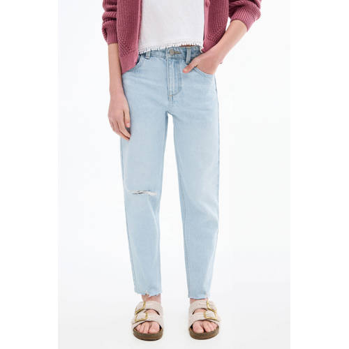 Mango Kids low waist mom jeans light blue denim afbeelding