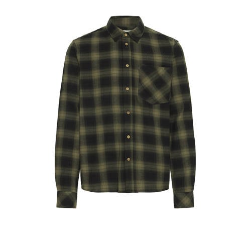 Solid regular geruite casual overhemd groen afbeelding