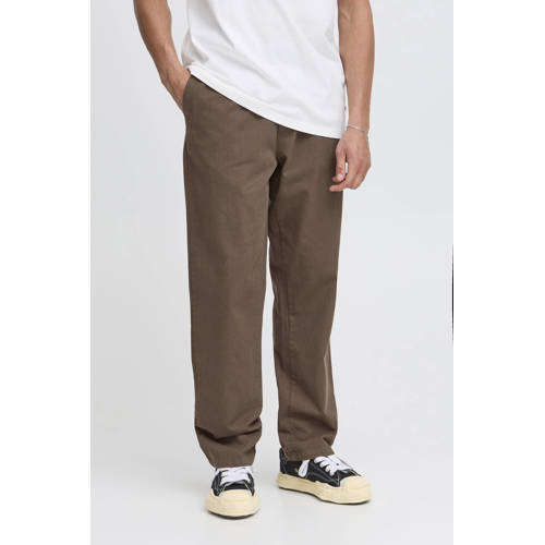 Solid relaxed casual broek bruin afbeelding