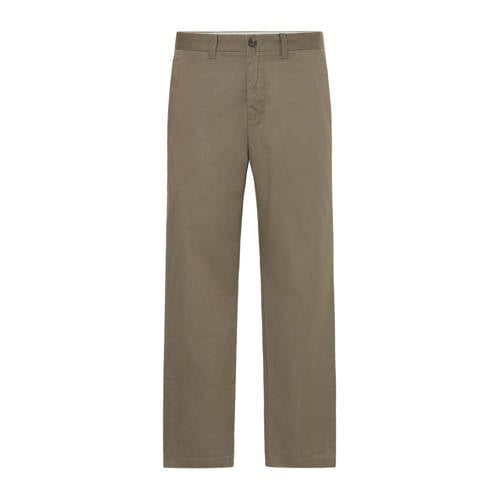 Solid straight casual broek bruin afbeelding