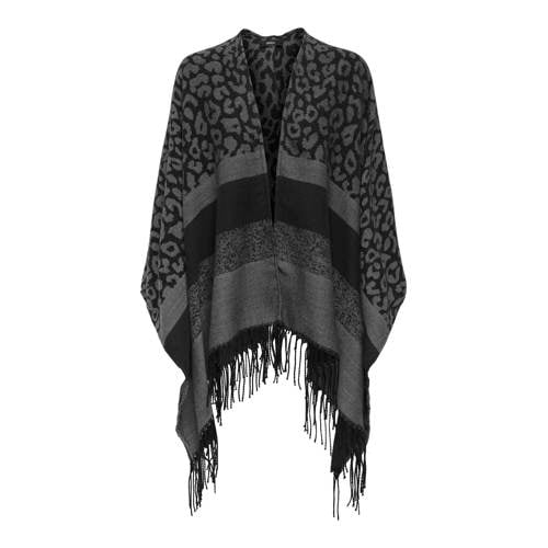 ONLY poncho ONLREECE met panterprint antraciet afbeelding