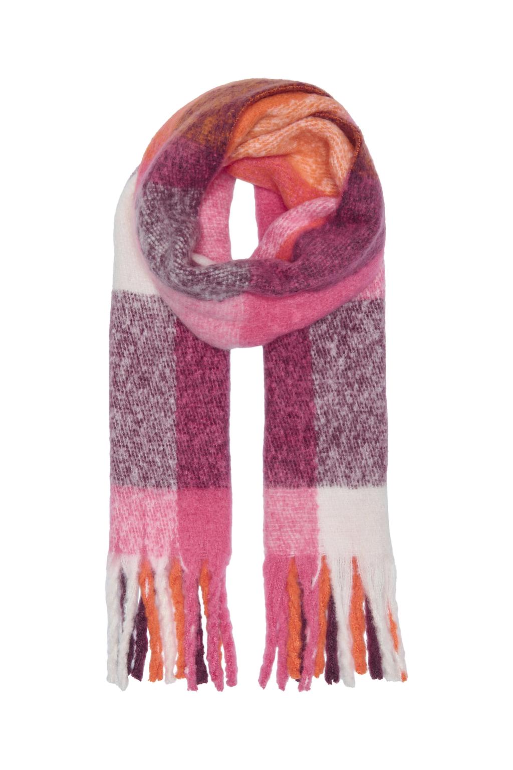 ONLY geruite sjaal ONLISLA roze