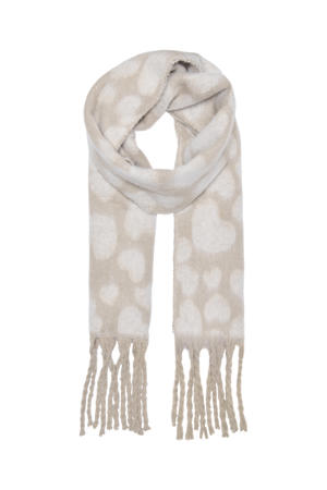 sjaal ONLCARVA met hartjes beige