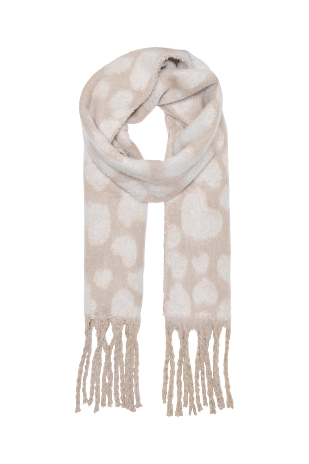 ONLY sjaal ONLCARVA met hartjes beige