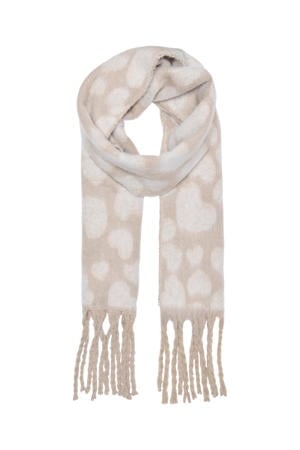 sjaal ONLCARVA met hartjes beige