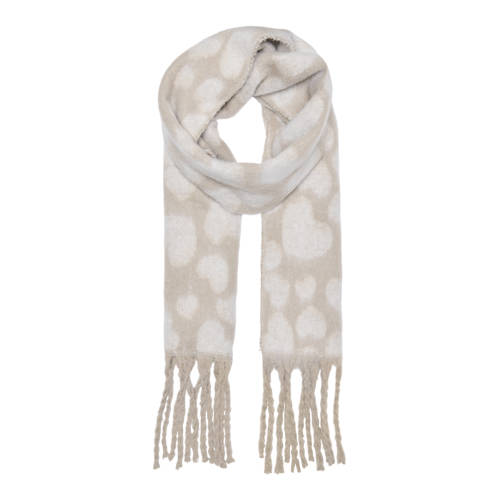 ONLY sjaal ONLCARVA met hartjes beige afbeelding