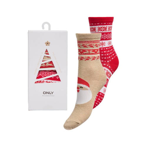 ONLY giftbox sokken ONLCHRISTMAS - set van 2 rood afbeelding