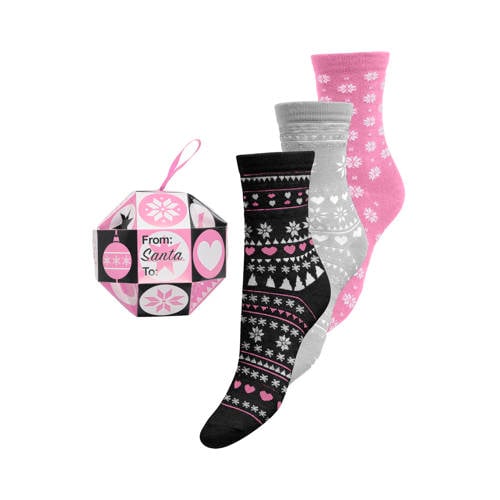 ONLY giftbox sokken ONLCHRISTMAS - set van 3 zwart/roze afbeelding