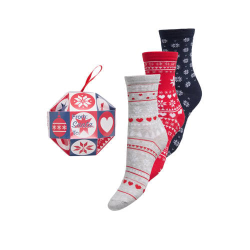 ONLY giftbox sokken ONLCHRISTMAS - set van 3 rood/donkerblauw afbeelding