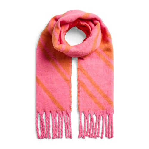 PIECES gestreepte sjaal PCNADIA roze/oranje afbeelding
