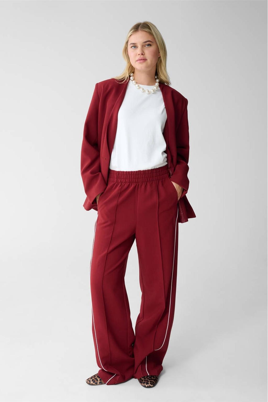 Shoeby wide leg high waist broek rood | wehkamp