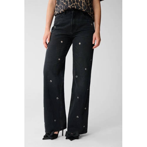 Shoeby high waist straight leg jeans grey denim afbeelding
