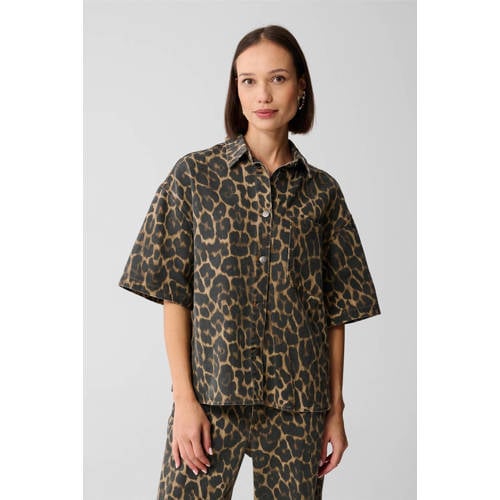 Shoeby blouse met panterprint bruin afbeelding