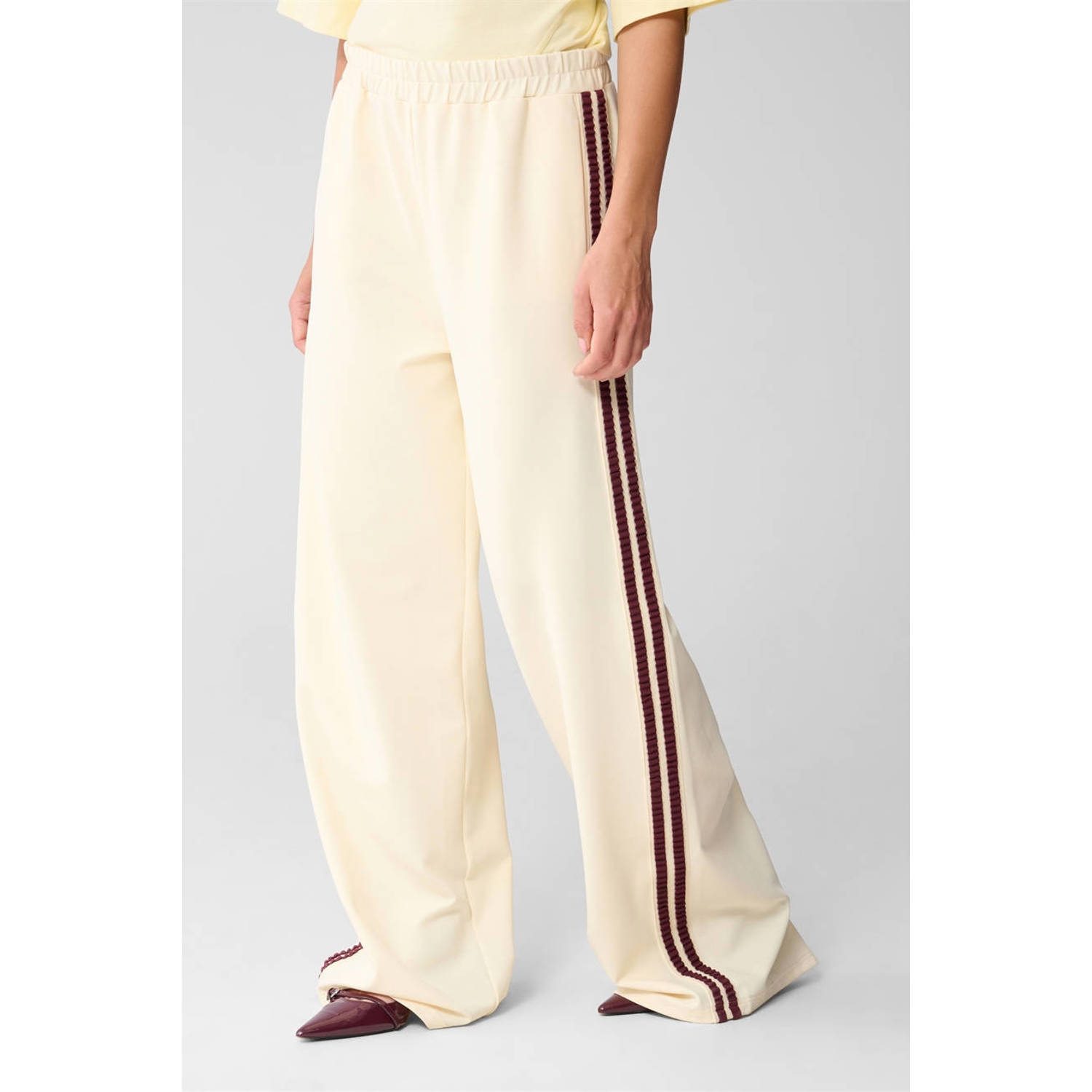 Shoeby wide leg high waist broek lichtgeel