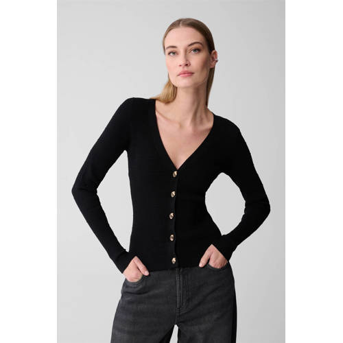 Shoeby vest zwart rib gebreid afbeelding