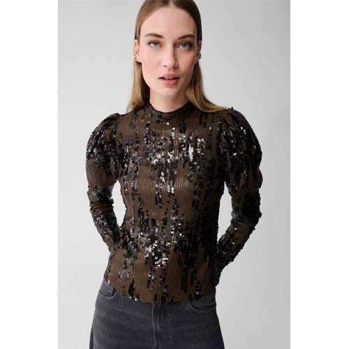 Shoeby top bruin met pailletten afbeelding