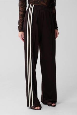wide leg high waist broek donkerbruin