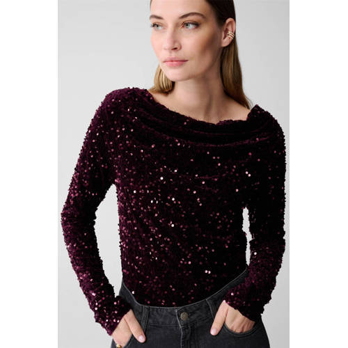 Shoeby top donkerrood met pailletten afbeelding