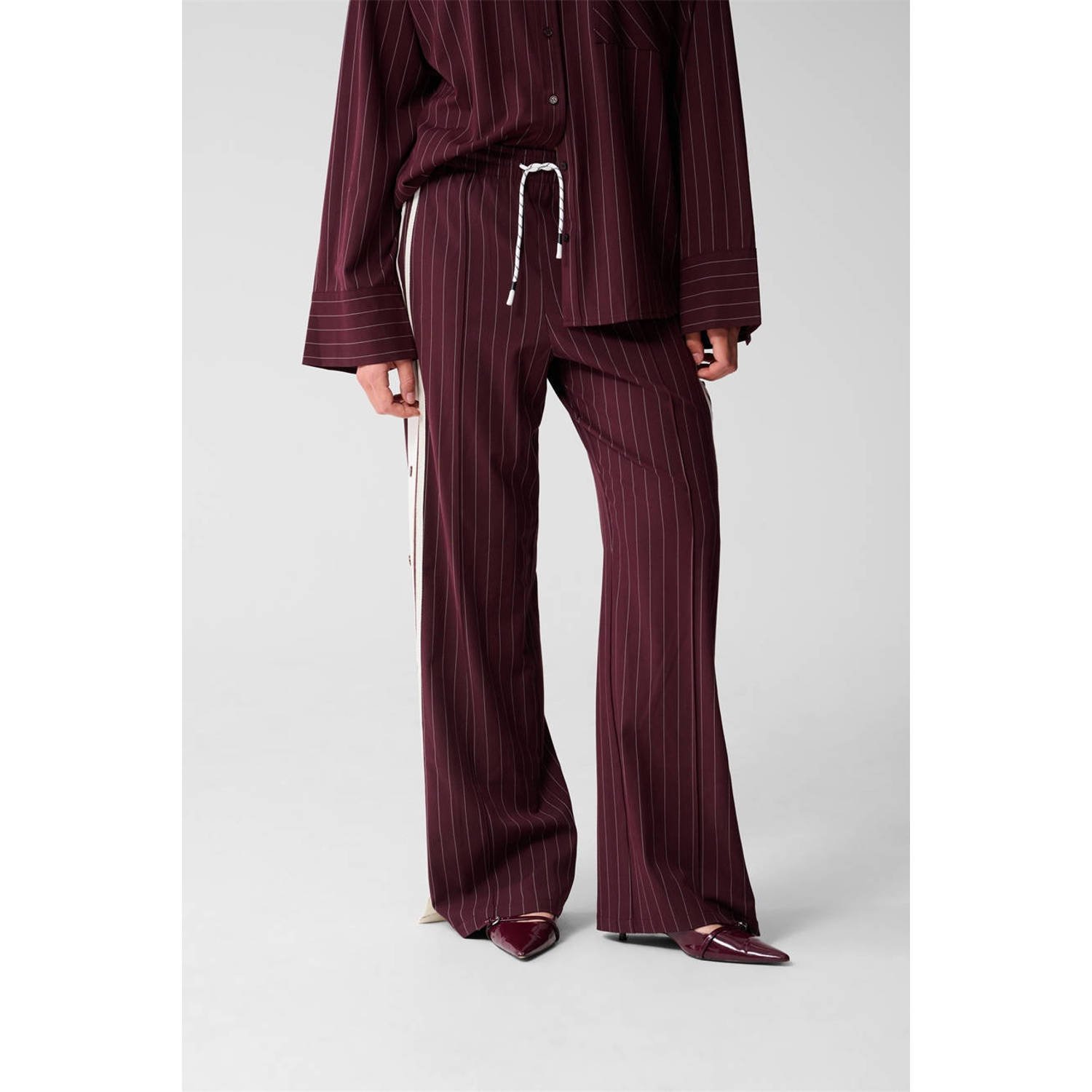 Shoeby wide leg high waist broek donkerrood