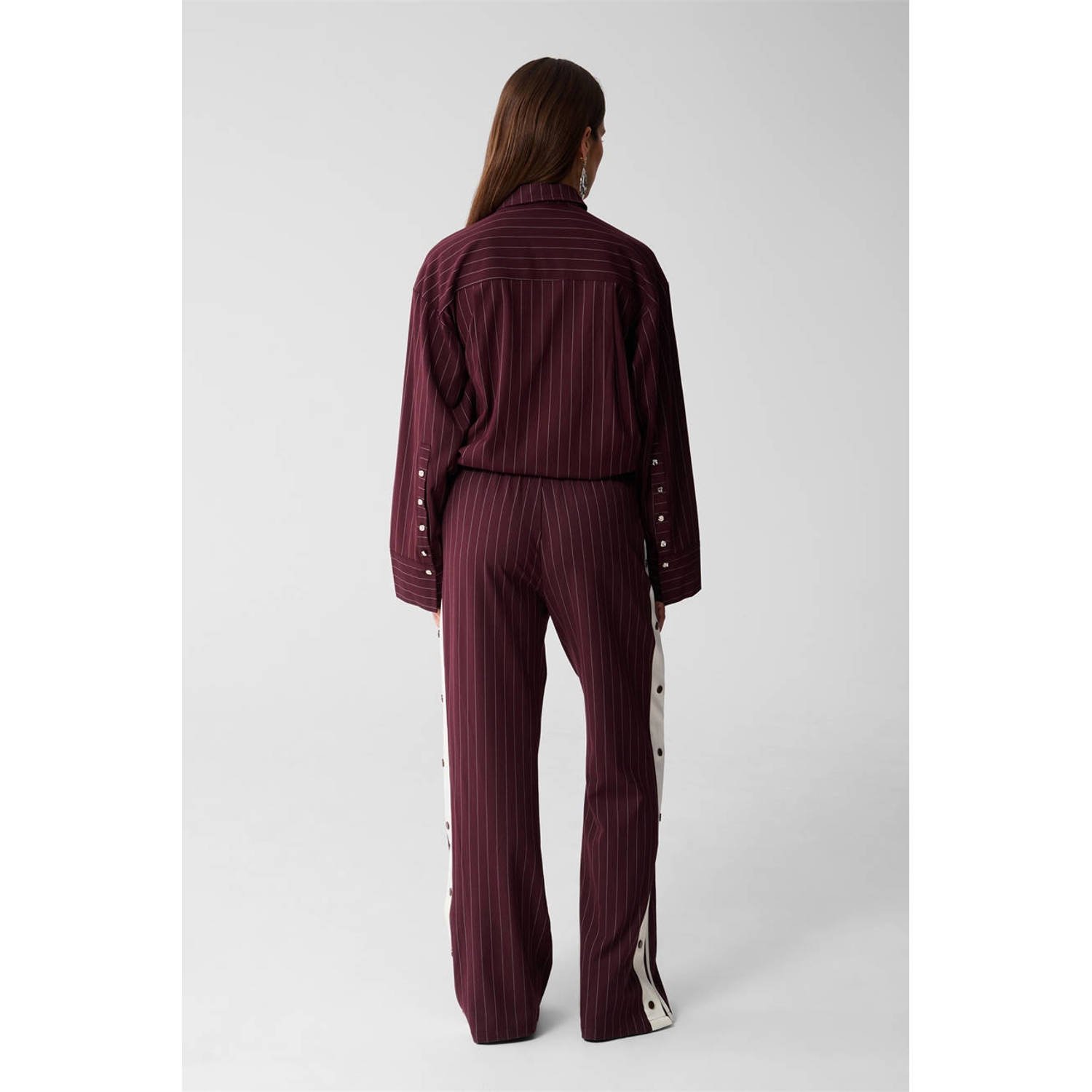 Shoeby wide leg high waist broek donkerrood