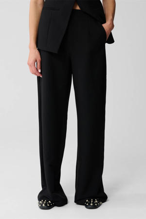 wide leg high waist broek zwart