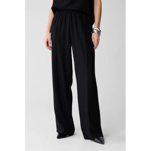 Shoeby Wide leg high waist pantalon zwart met glitter afbeelding