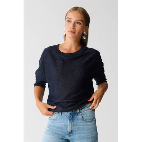 Shoeby pullover trui donkerblauw met lurex afbeelding